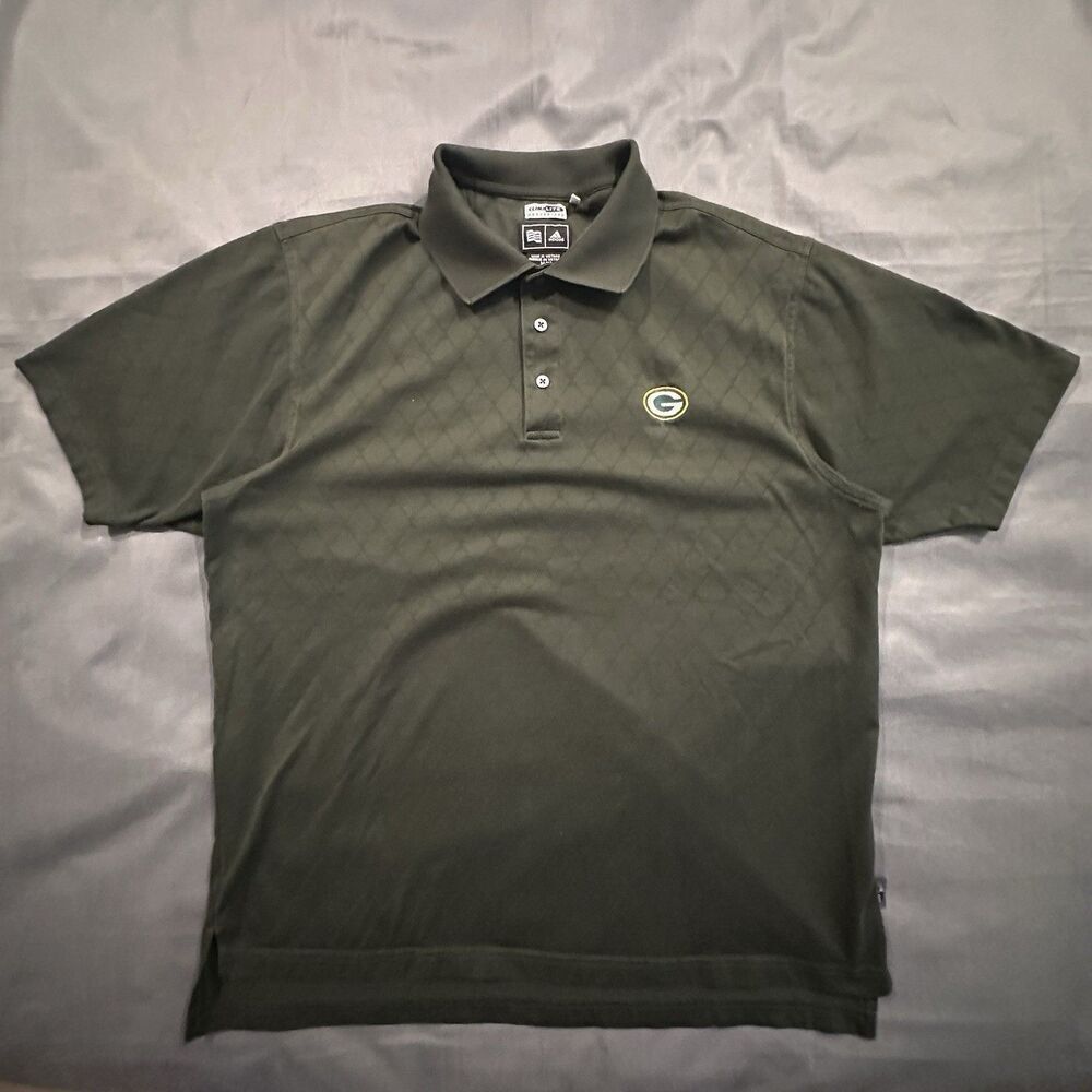 Adidas Green Bay Packers Polo Mens M ClimaCool Golf Short Sleeve Geometric Y2K